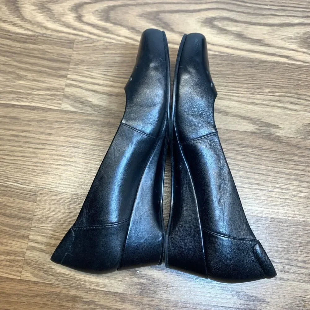 Josef Seibel Slip On Shoe‎ Black Laser Cut Leather Wedge Size 39